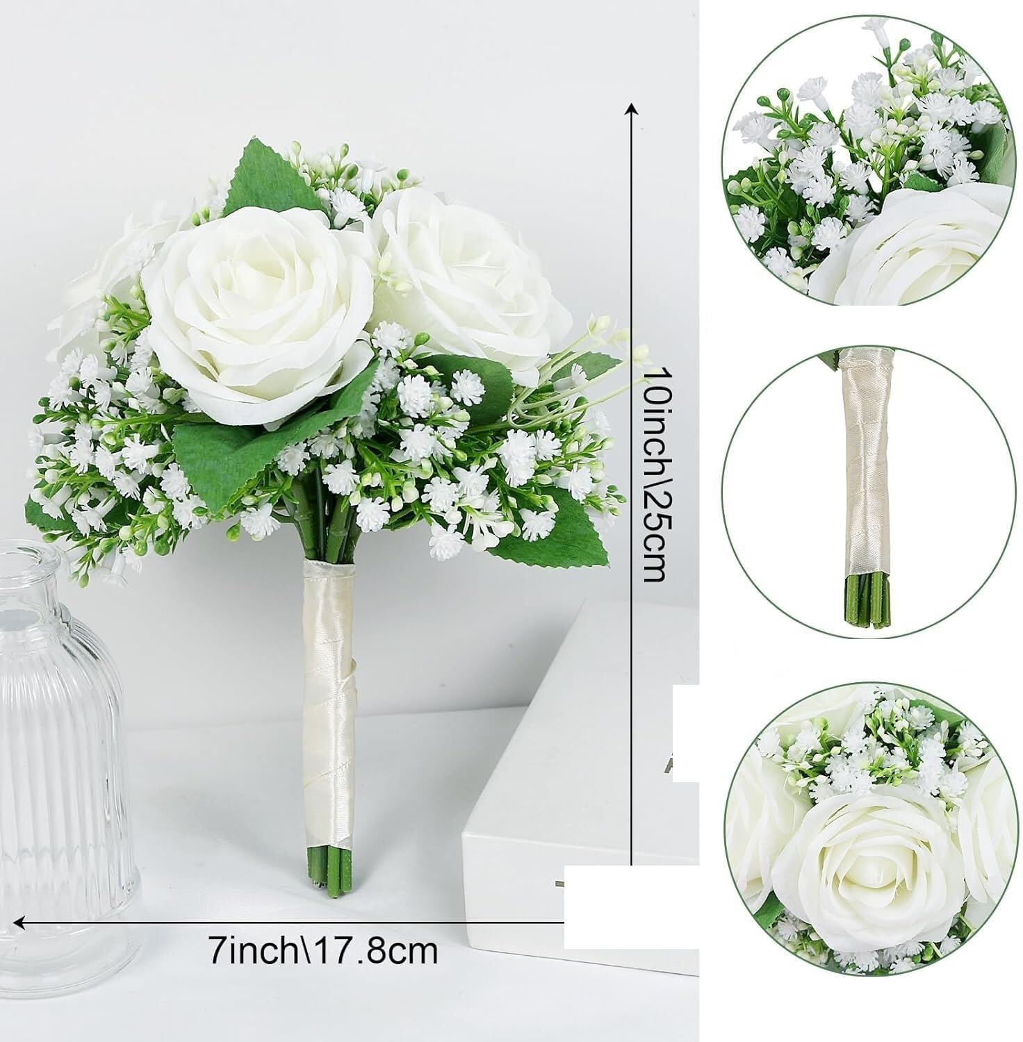 Exotic Dried Flower Bouquet 7 Inch Bridesmaid Bouquets 4PCS