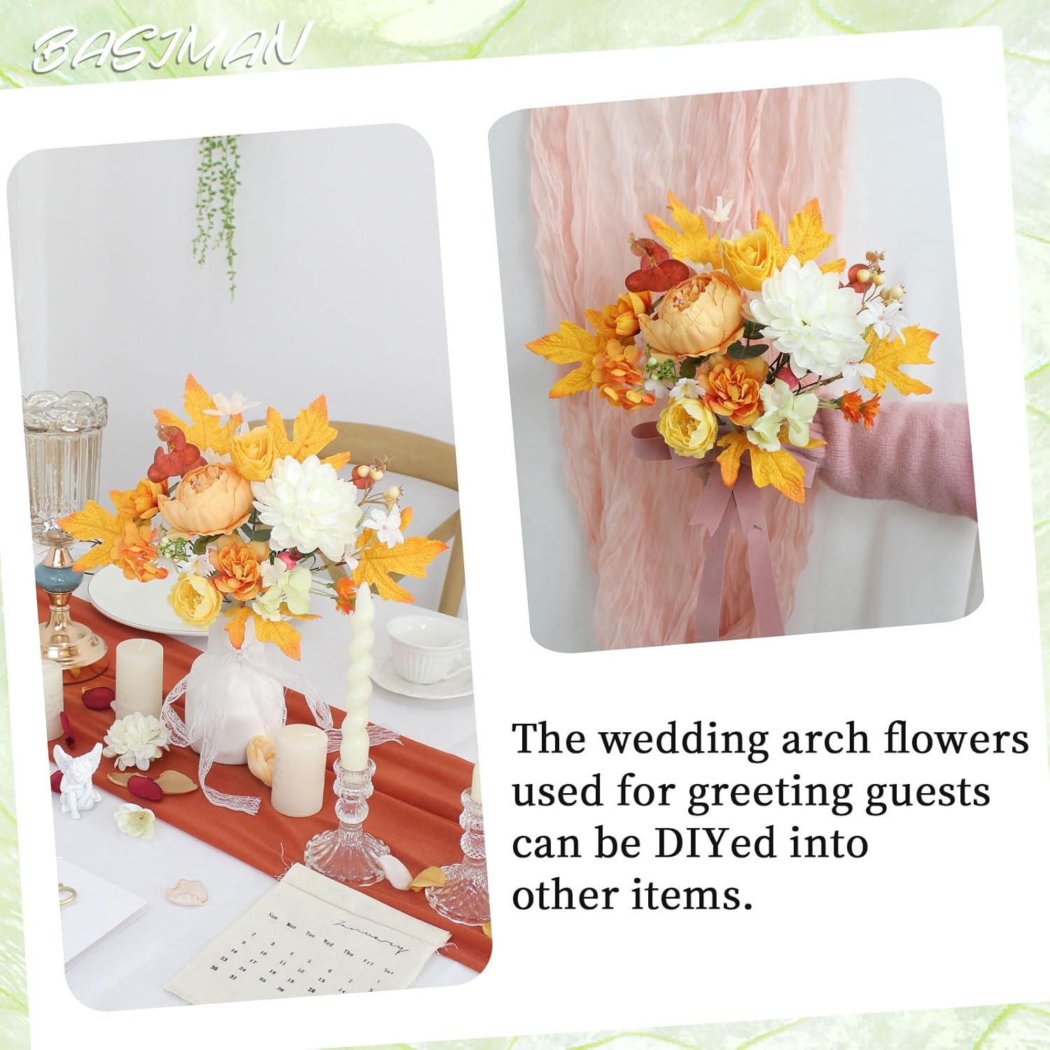 2pcs Dark Orange Wedding Arch Flowers Decor