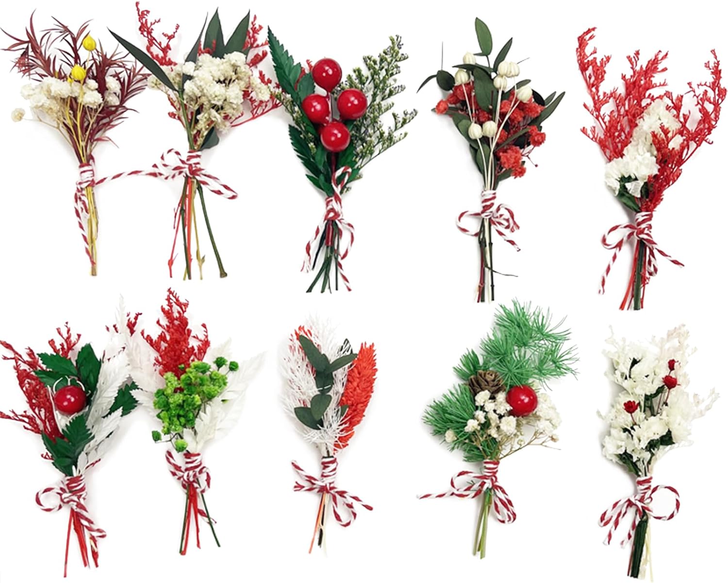 10 PCS Mini Dried Flower Bouquets with Stem