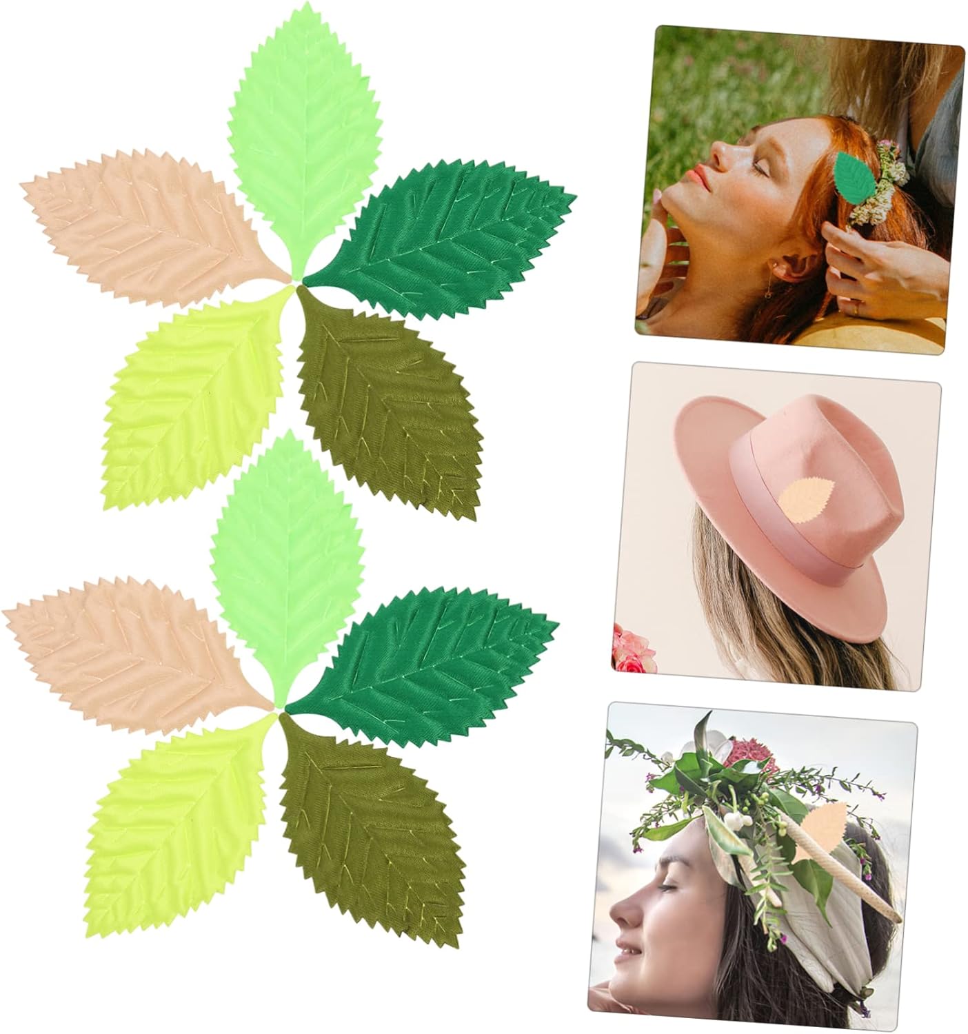 900 Pcs Artificial Green Leaves for Hair Ties and Crafts
