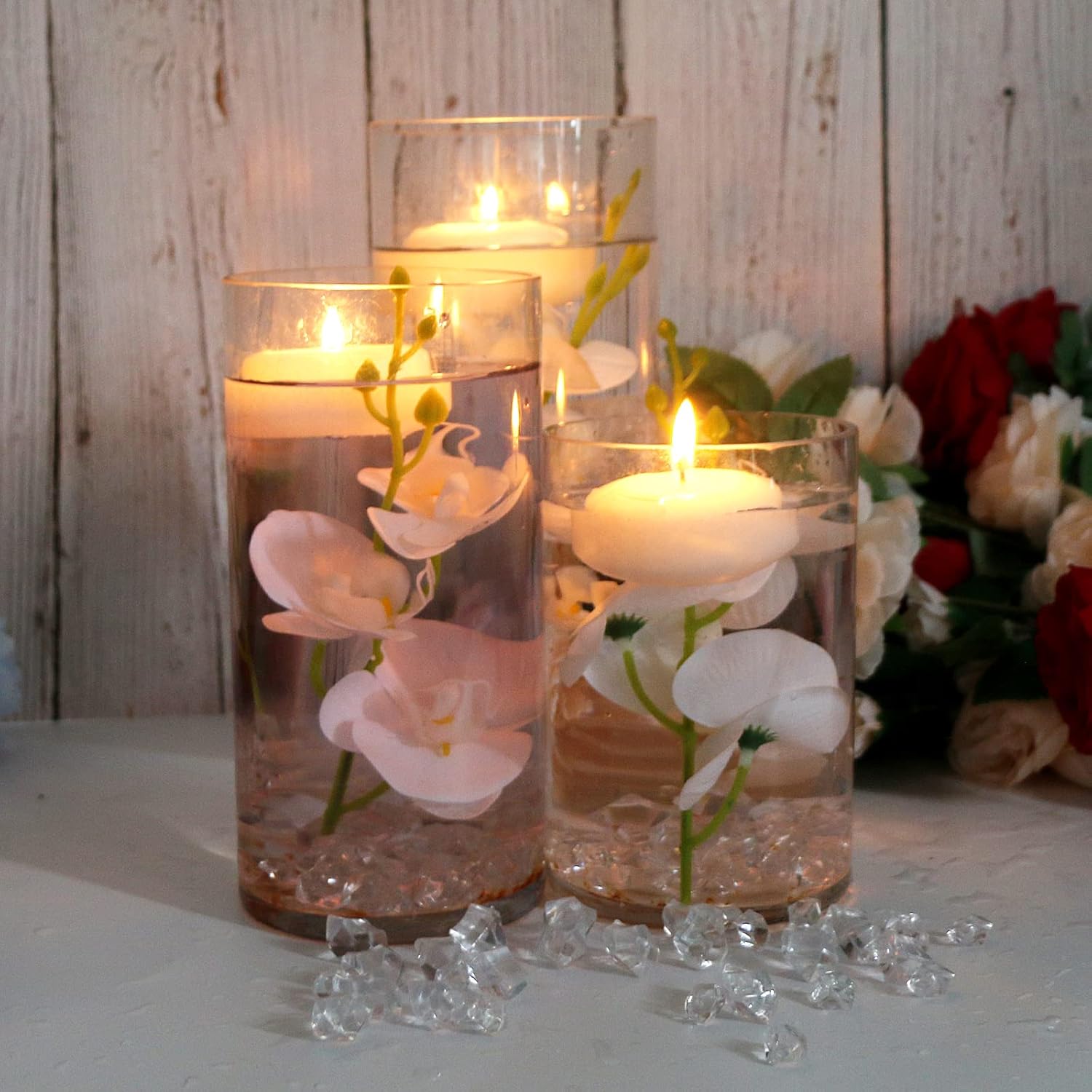 Lardux 24 Pcs Artificial Flowers for Floating Candles Wedding Centerpieces