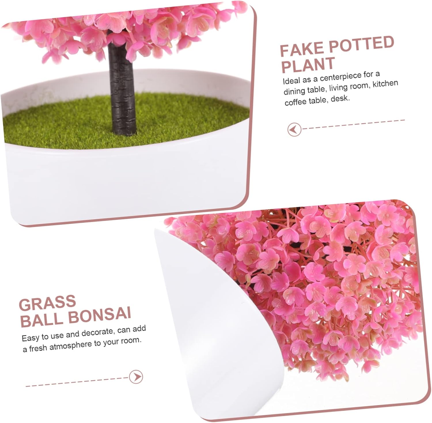 VICASKY 2Pcs Faux Topiary Ball Trees Artificial Potted Plant Decor
