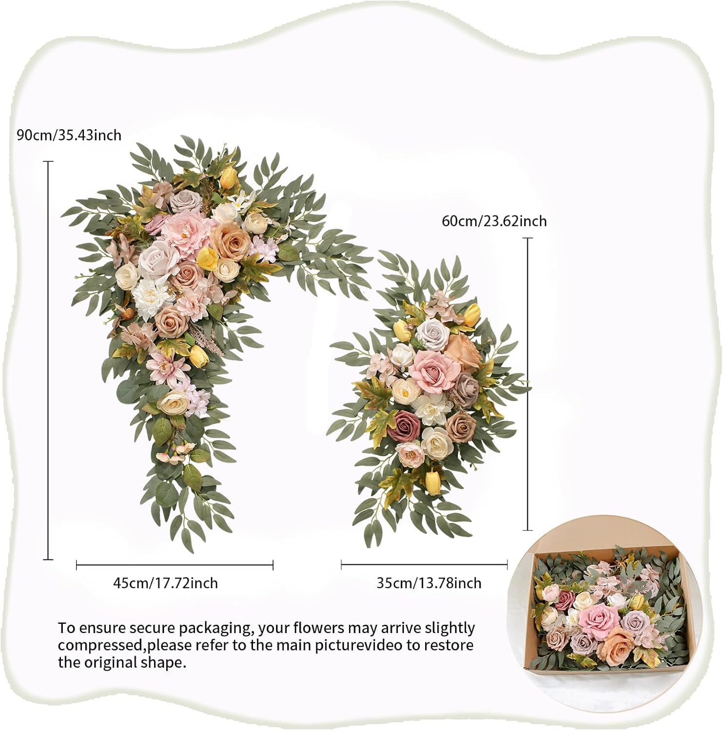 Odouzy Artificial Flowers Wedding Arch Set of 4 Champagne Pink
