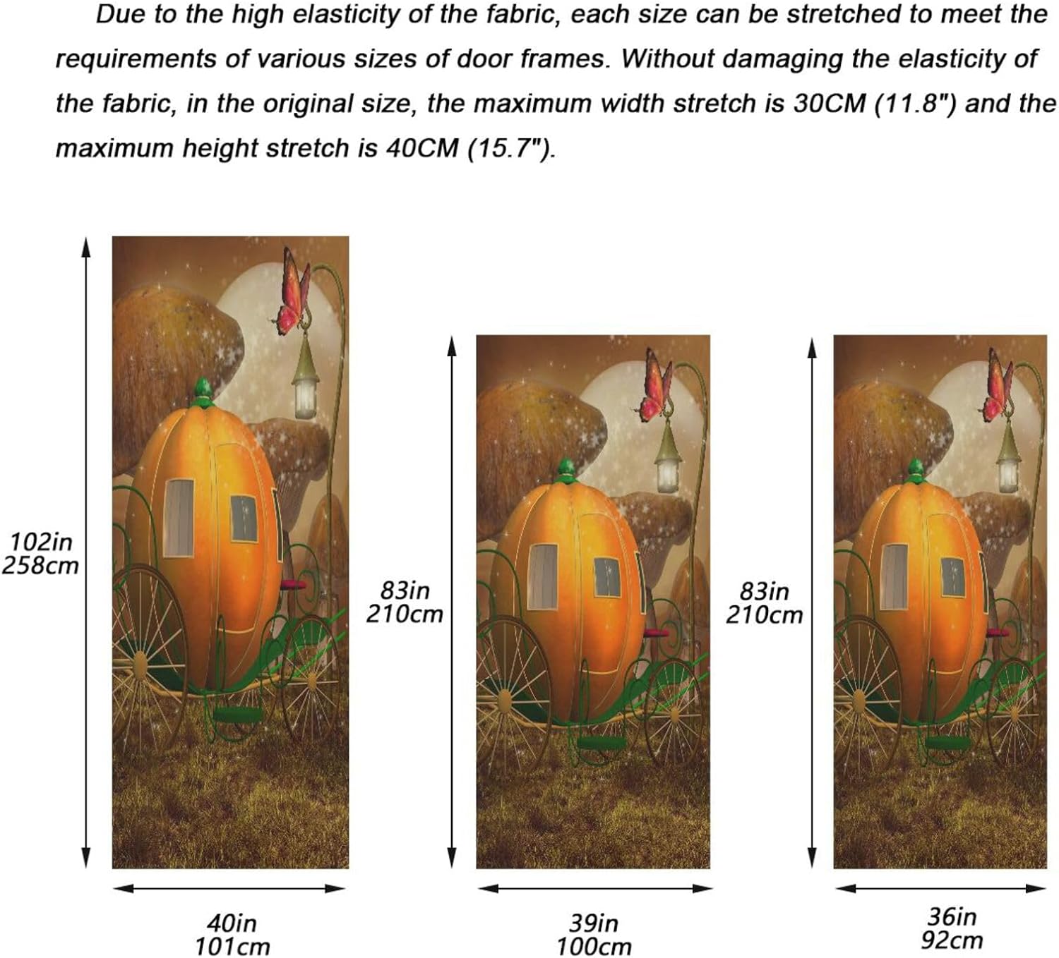 Susiyo Halloween Pumpkin Carriage Door Cover 32x79 in