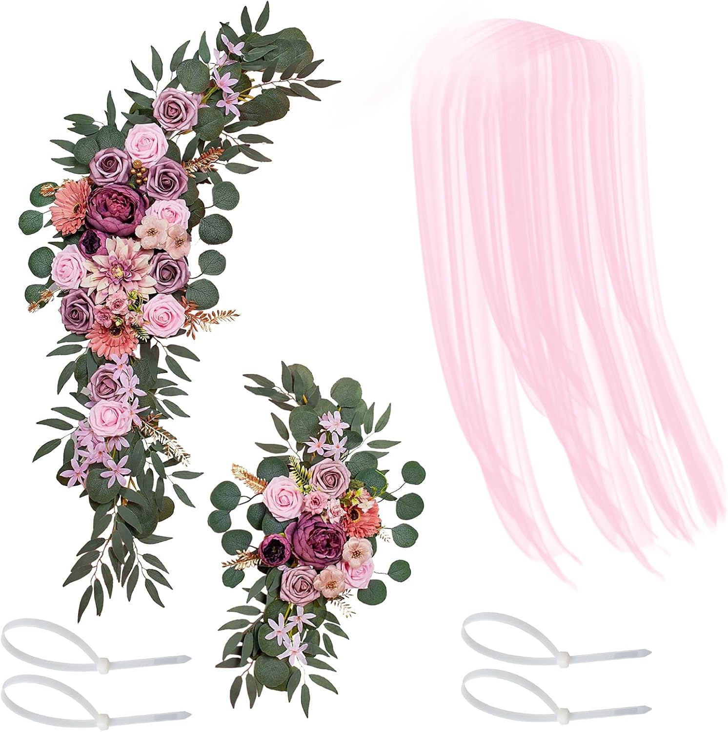 Artificial Wedding Arch Flowers Kit with Draping Fabric