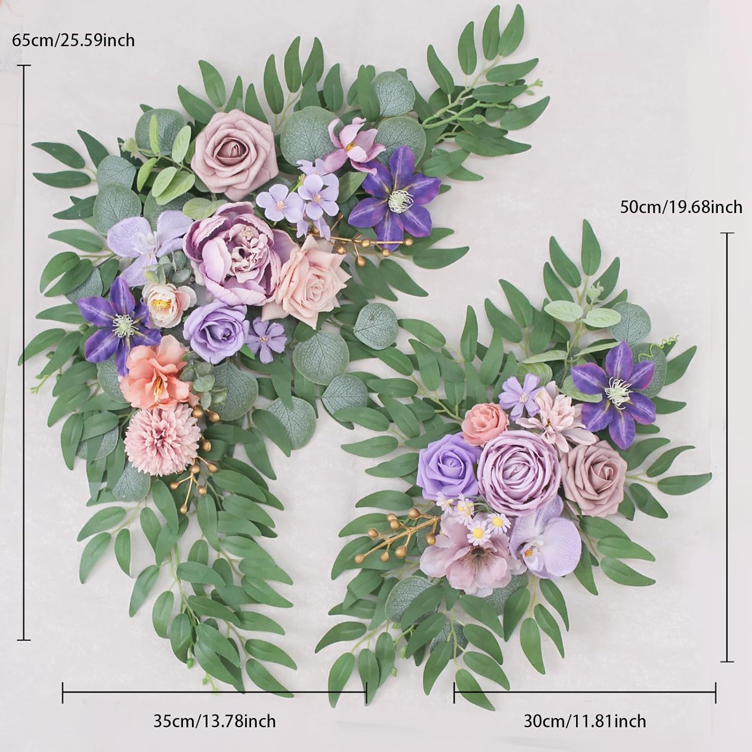 Set of 2 Purple Artificial Wedding Arch Flowers