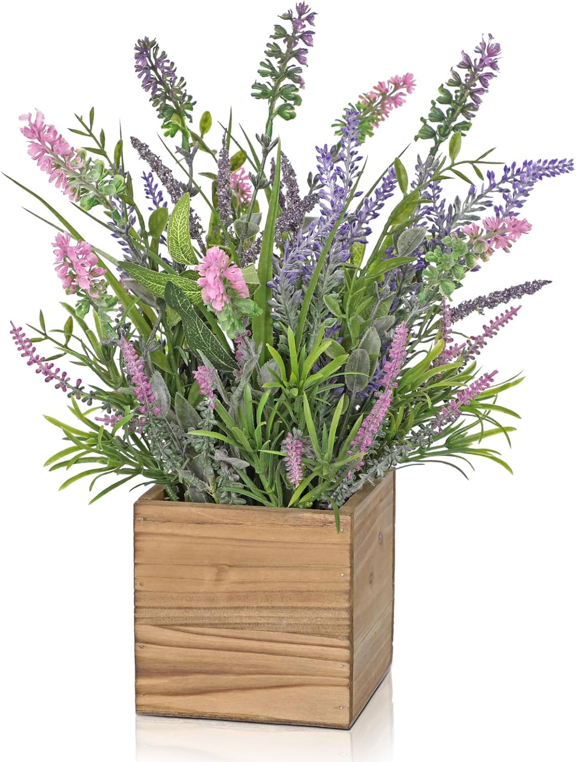 DILATATA Artificial Lavender Flowers in Wooden Pot