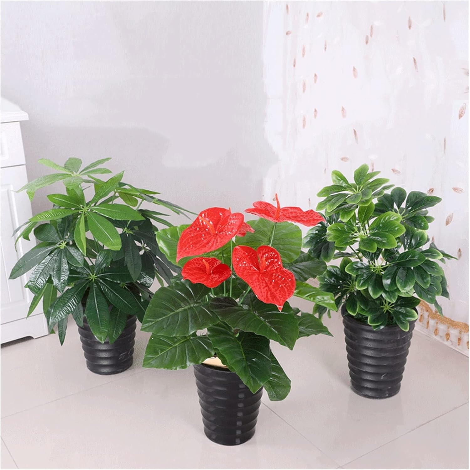 Artificial Auspicious Anthurium Plant 295 Inch Fake Potted Plants with 18 Leaves