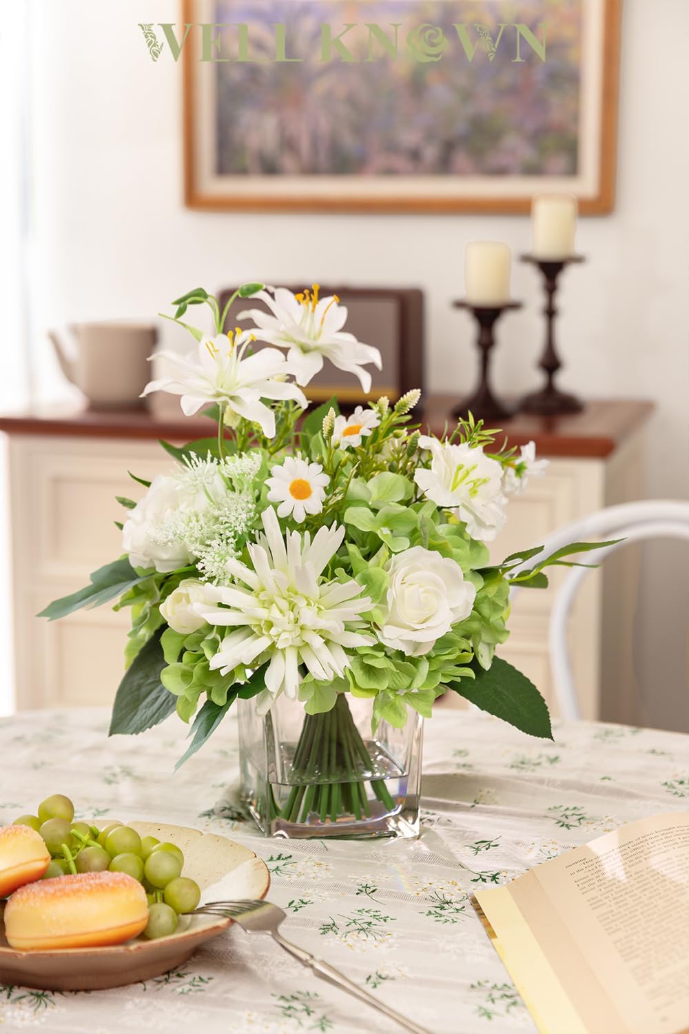 Artificial Flowers in Glass Vase with Fake Water