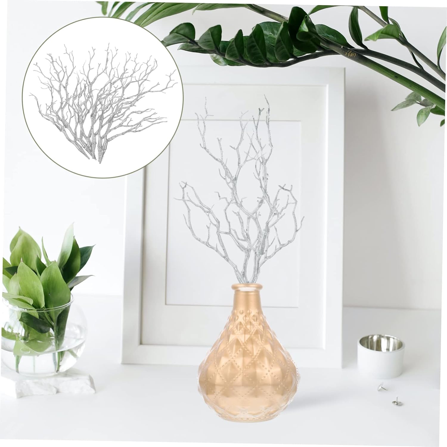 6pcs Simulated Silver Twigs Fall Farmhouse Decor Vase Filler