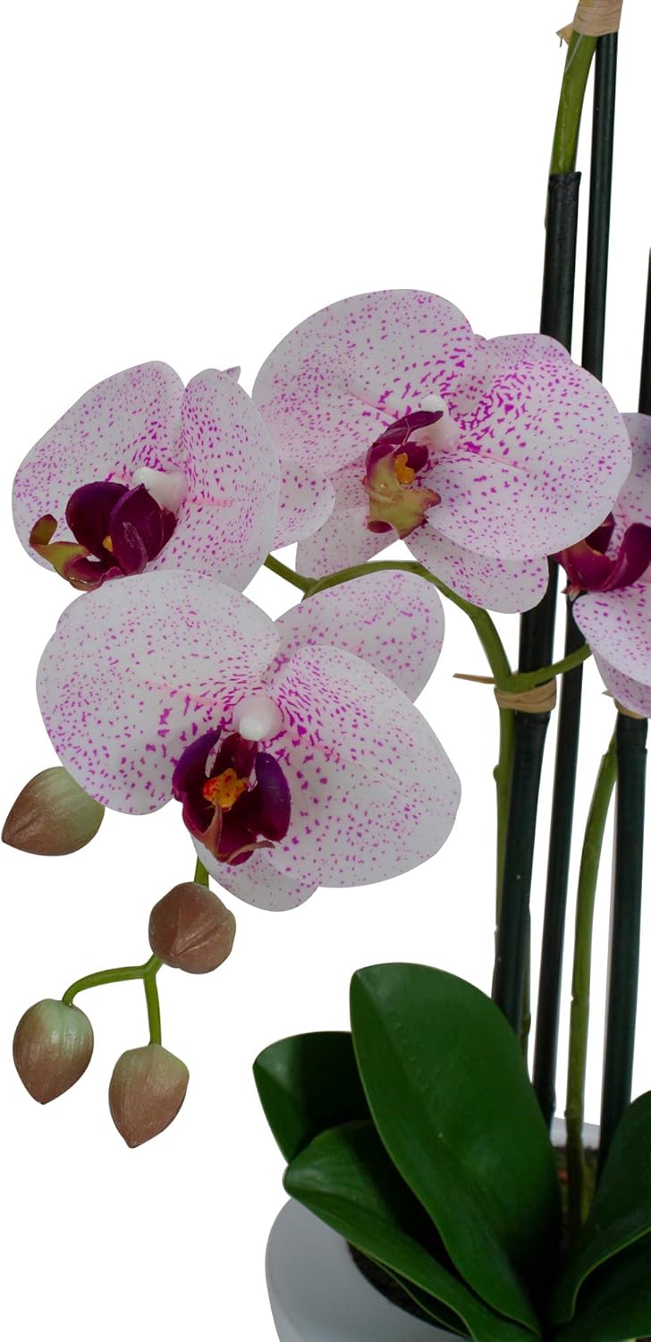 Northlight Artificial Orchid Plant in White Pot 21 Inch Pink