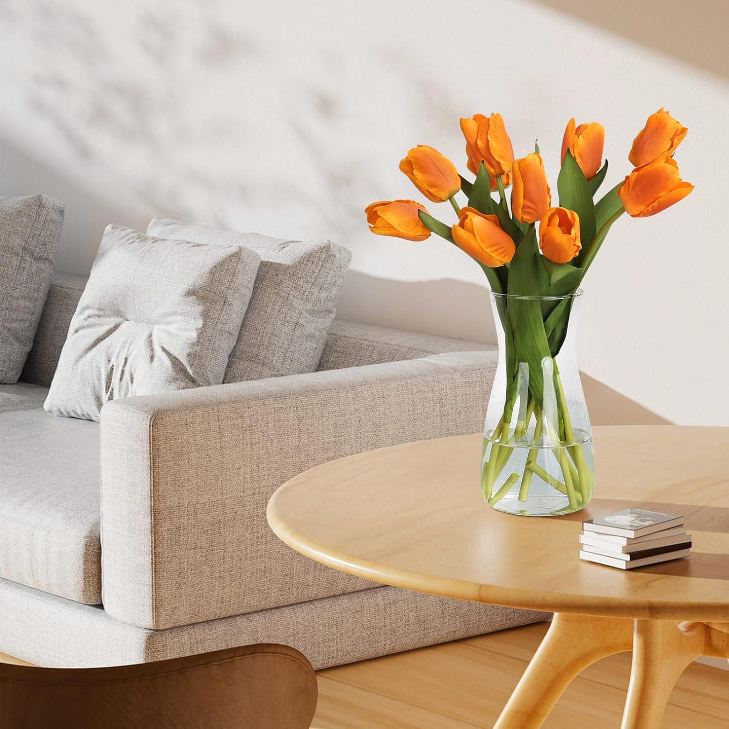 10PCS Artificial Flowers with Glass Vase