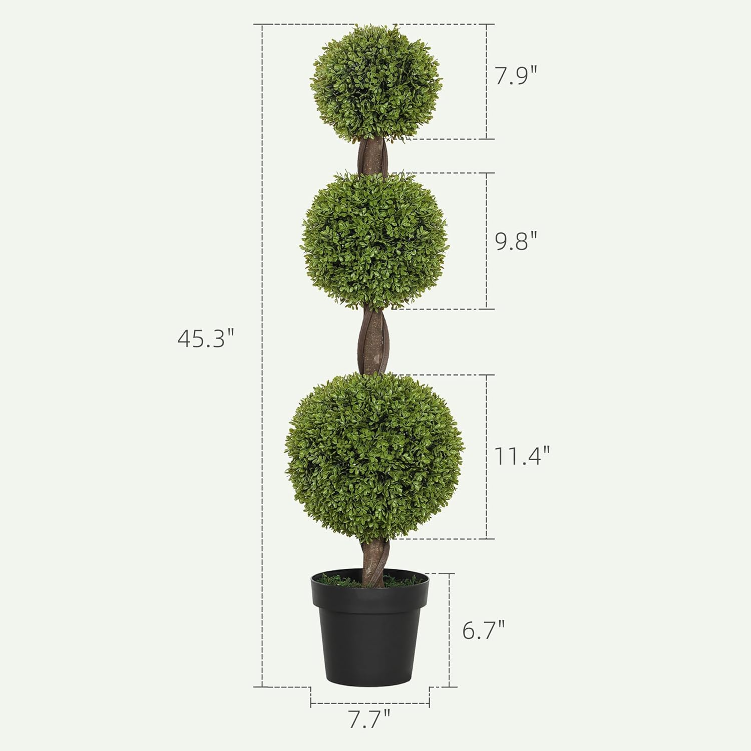 HOMCOM Artificial Plants Set of 2 Green Boxwood Trees