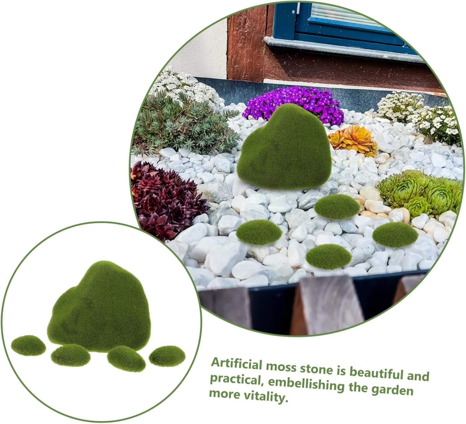 VINTORKY Faux Moss Stones for DIY Crafts and Decor