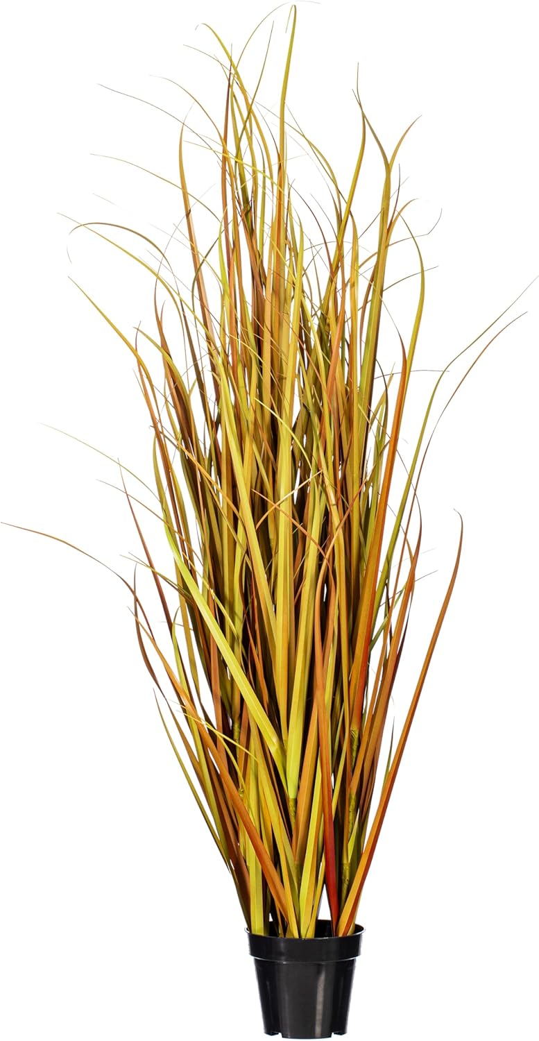 Vickerman 60 Inch Artificial Mixed Brown Grass with Black Pot