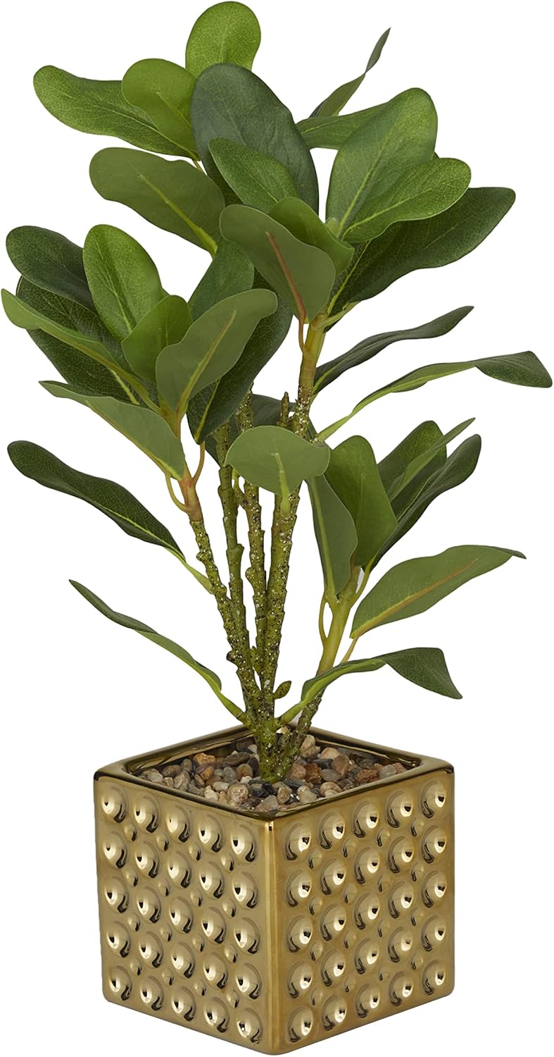 Deco 79 Artificial Bay Laurel Plant with Gold Porcelain Pot