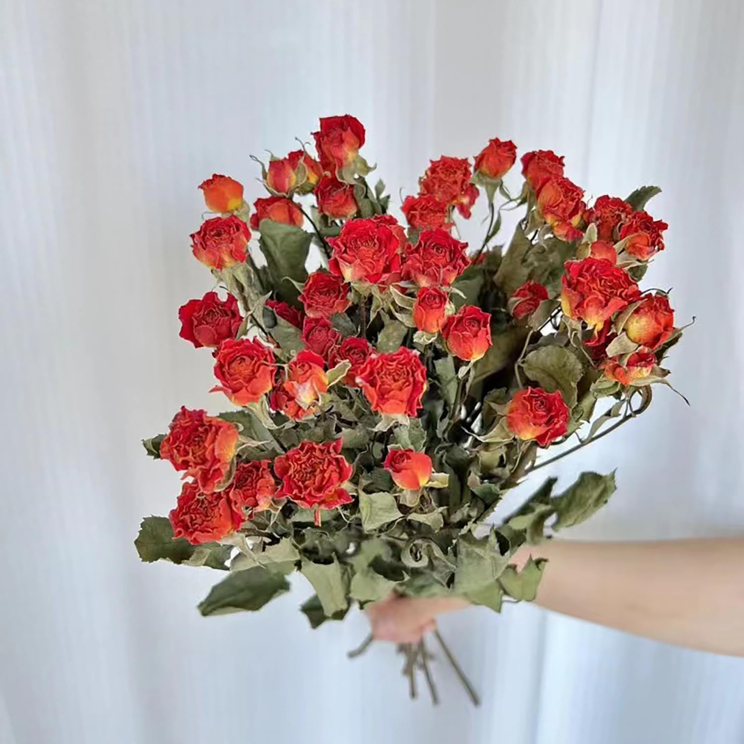Natural Dried Orange Roses Bouquet for Wedding Decor
