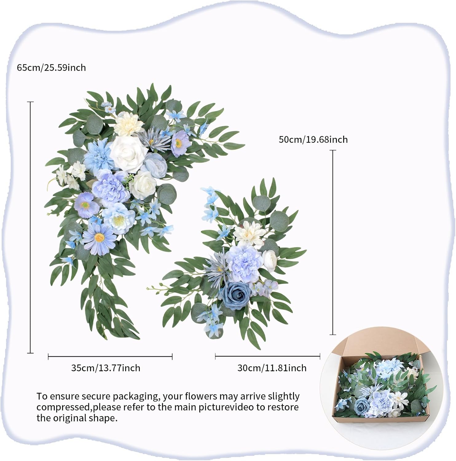 Odouzy Reusable Blue Artificial Wedding Arch Flowers