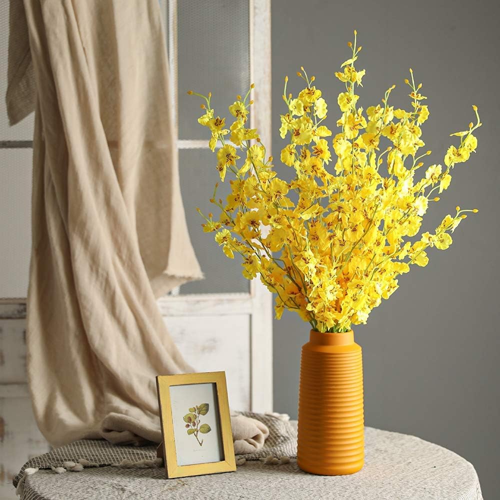Kisflower 12Pcs Yellow Artificial Orchids for Wedding Decor
