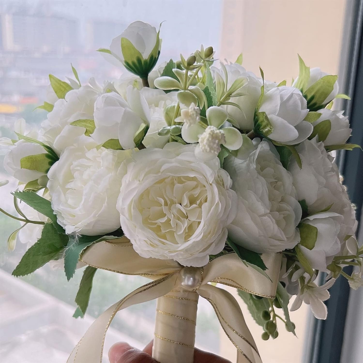 Exquisite Artificial Flowers with Pots Bridal Bouquet Decor