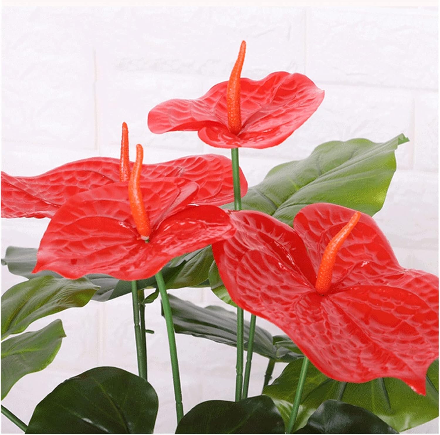 Artificial Auspicious Anthurium Plant 295 Inch Fake Potted Plants with 18 Leaves