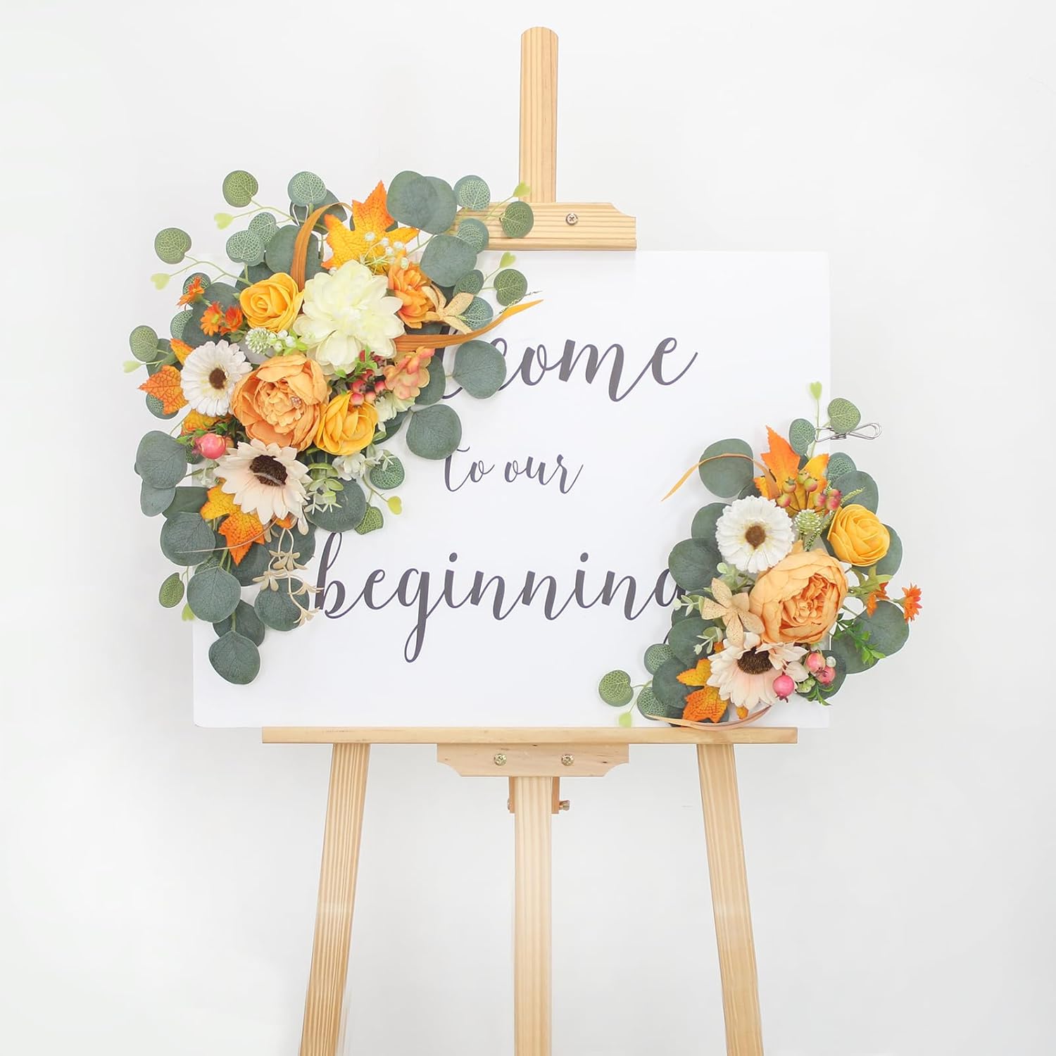 2pcs Dark Orange Wedding Arch Flowers Decor