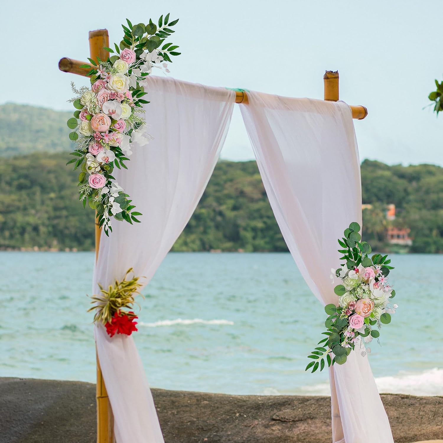 Artificial Wedding Arch Flowers Kit with Draping Fabric