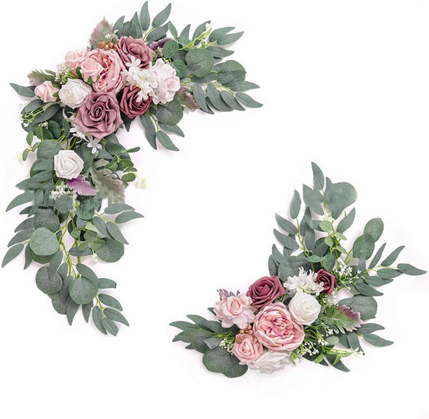 PerGar 2Pcs Artificial Wedding Arch Flowers Kit Pink