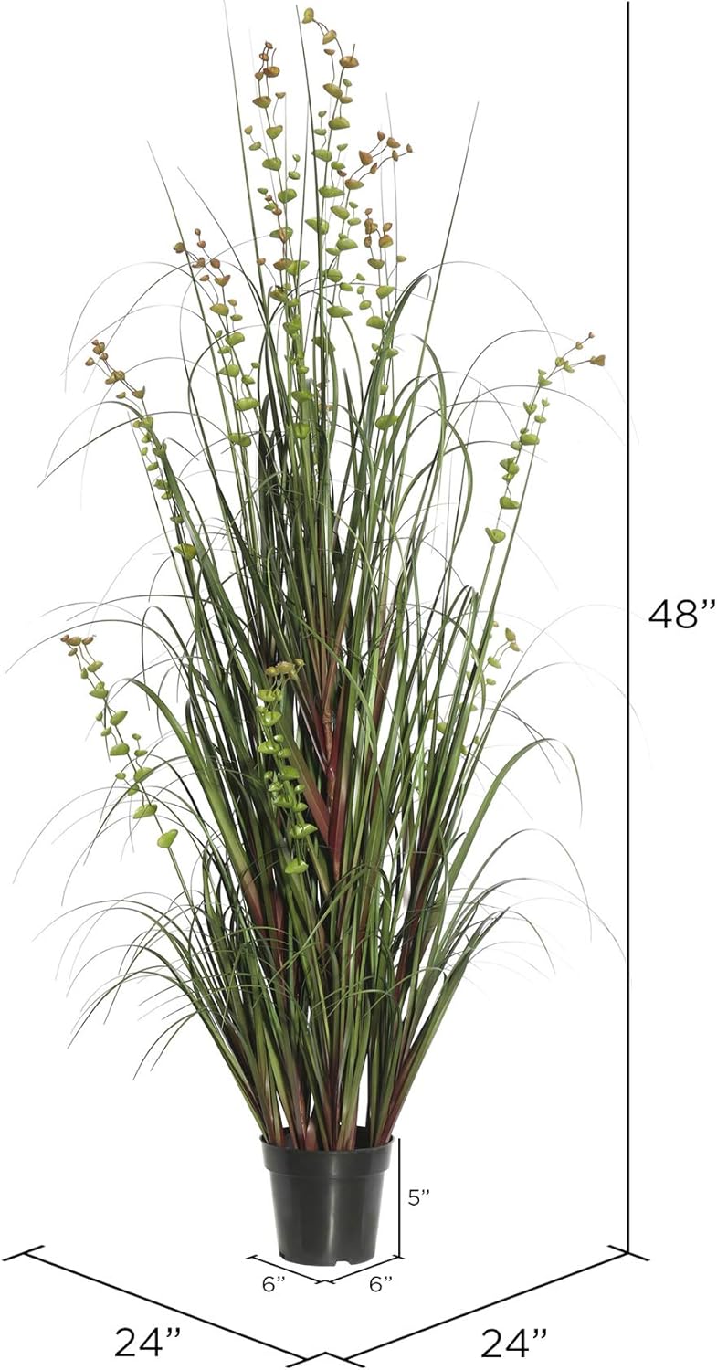 Vickerman 48 Inch Artificial Potted Green Grass and Eucalyptus
