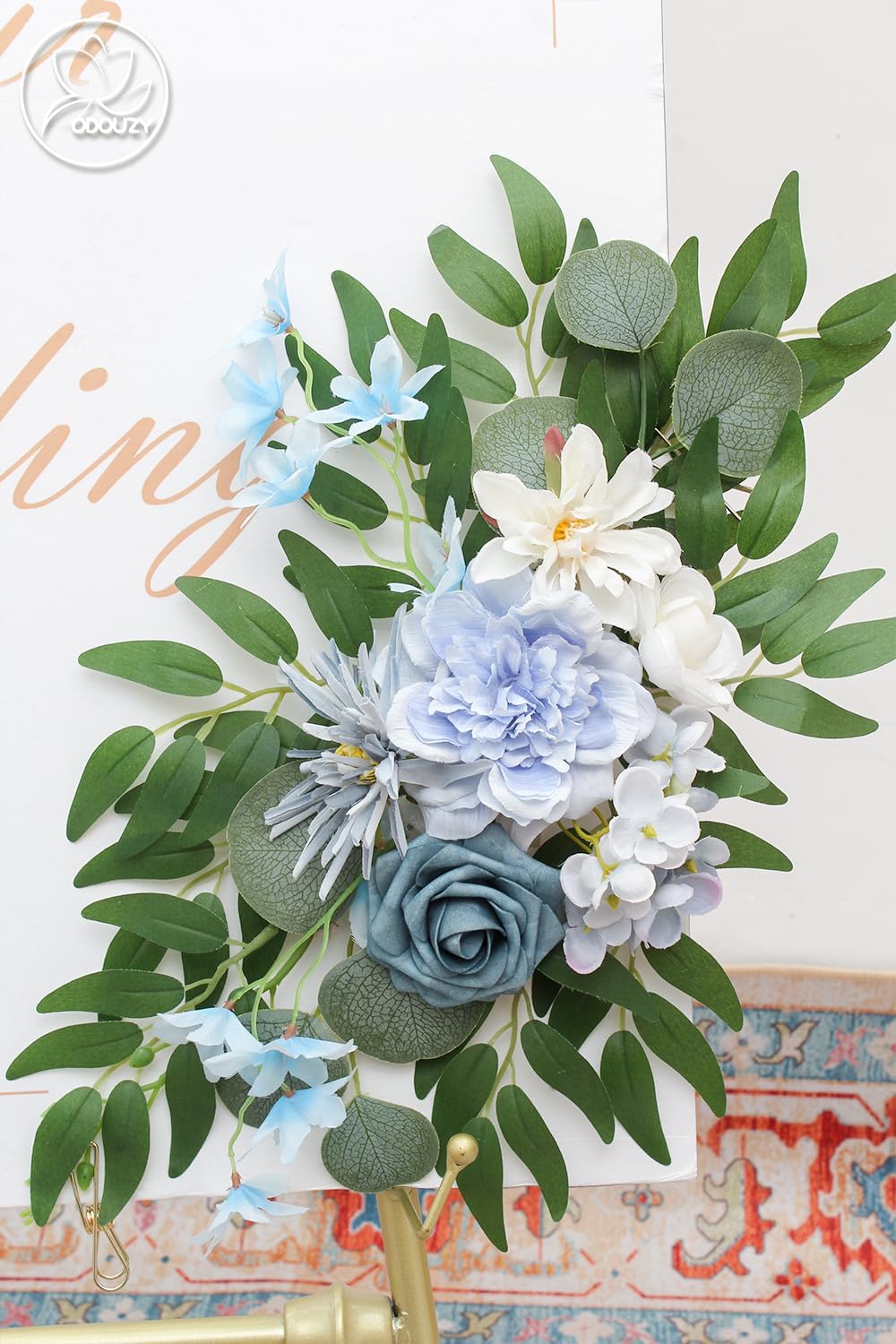 Odouzy Reusable Blue Artificial Wedding Arch Flowers
