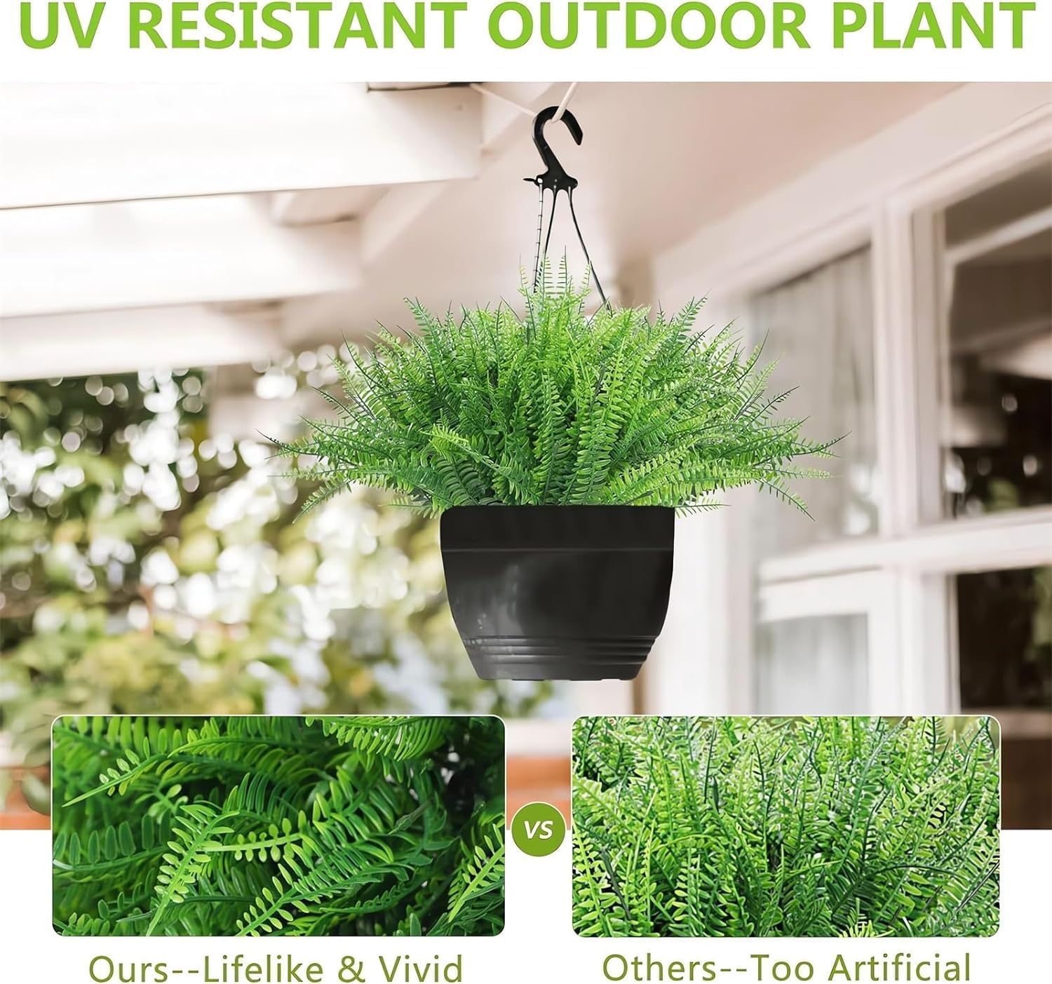 RJDJ UV Resistant Artificial Boston Ferns 2PCS