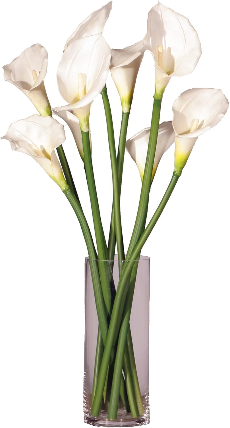 Vickerman 24 Inch Real Touch White Calla Lilys Artificial Flowers