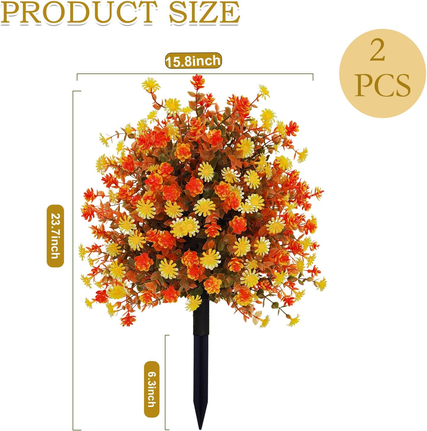 Fall Artificial Topiary Ball Tree with Mums Flowers Set of 2