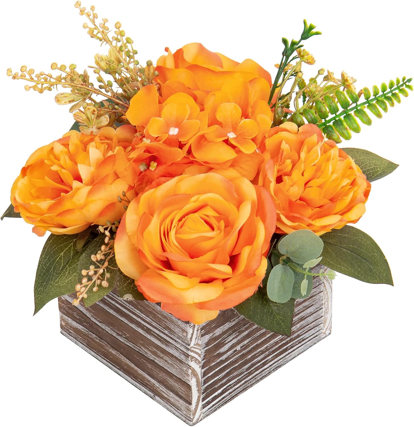 DILATATA Artificial Flower Arrangement 8 Inch Wooden Pot