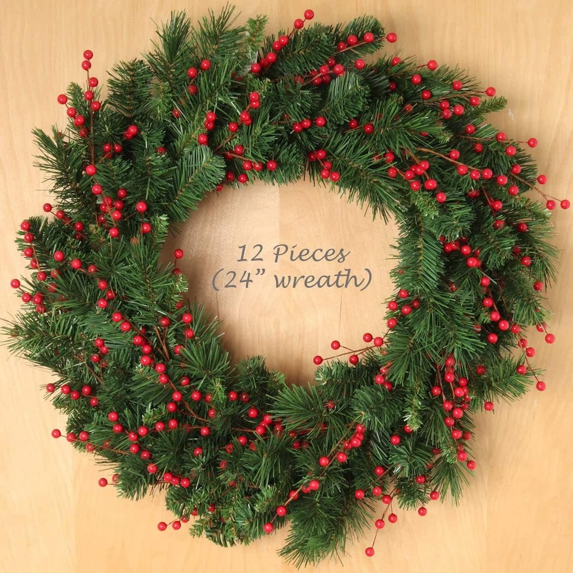 19 Inch Red Berry Stems with Wired Branches 12-Pack