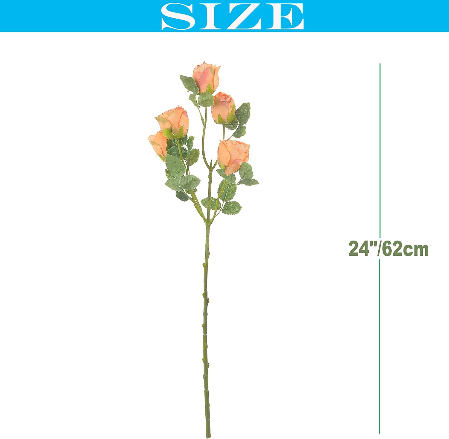 Dried Flower Artificial Rose 6pcs 24 Inch Long Stem Set