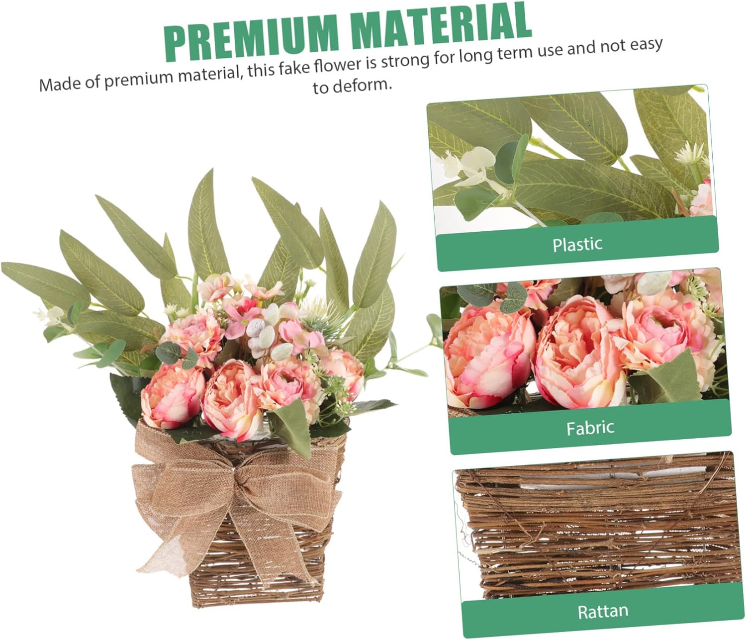 Artificial Flower Basket with Summer Wreath and Basket Decor