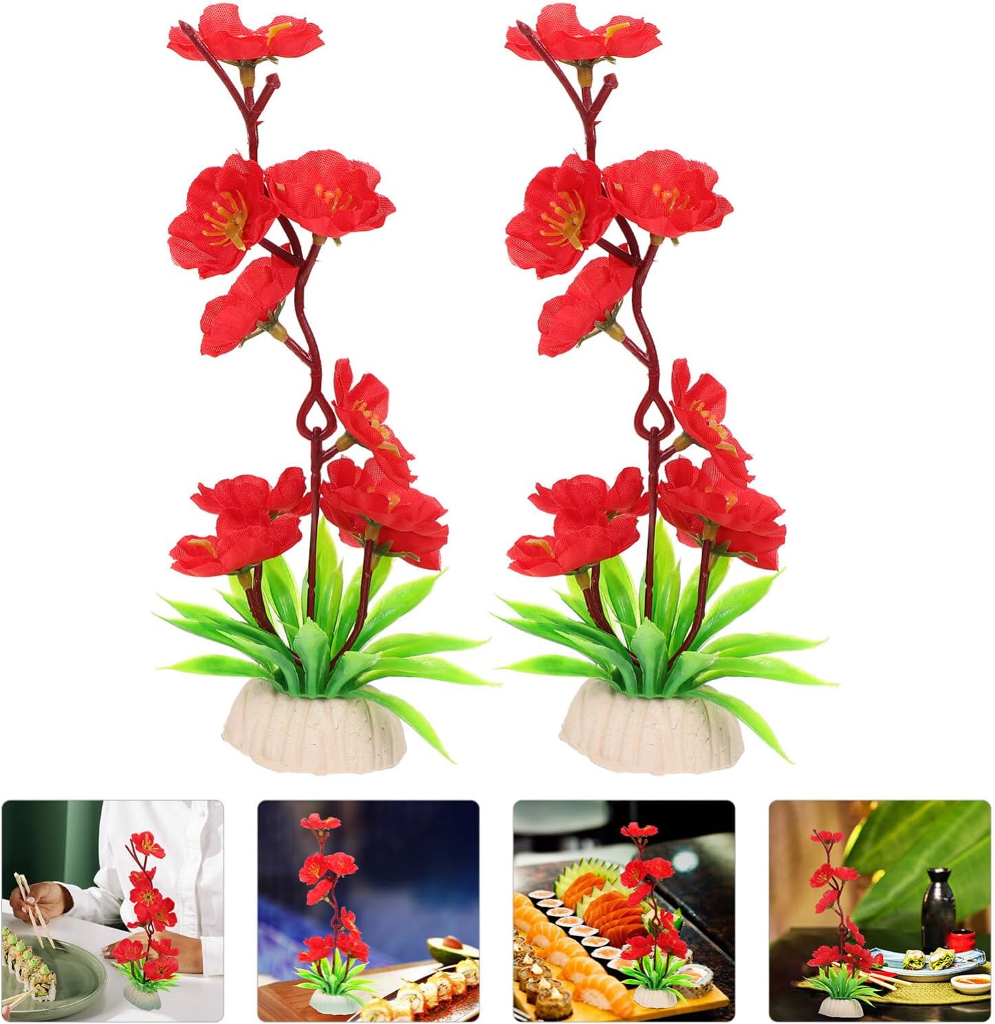 HOMSFOU 2Pcs Artificial Flower Sushi Plate Decoration