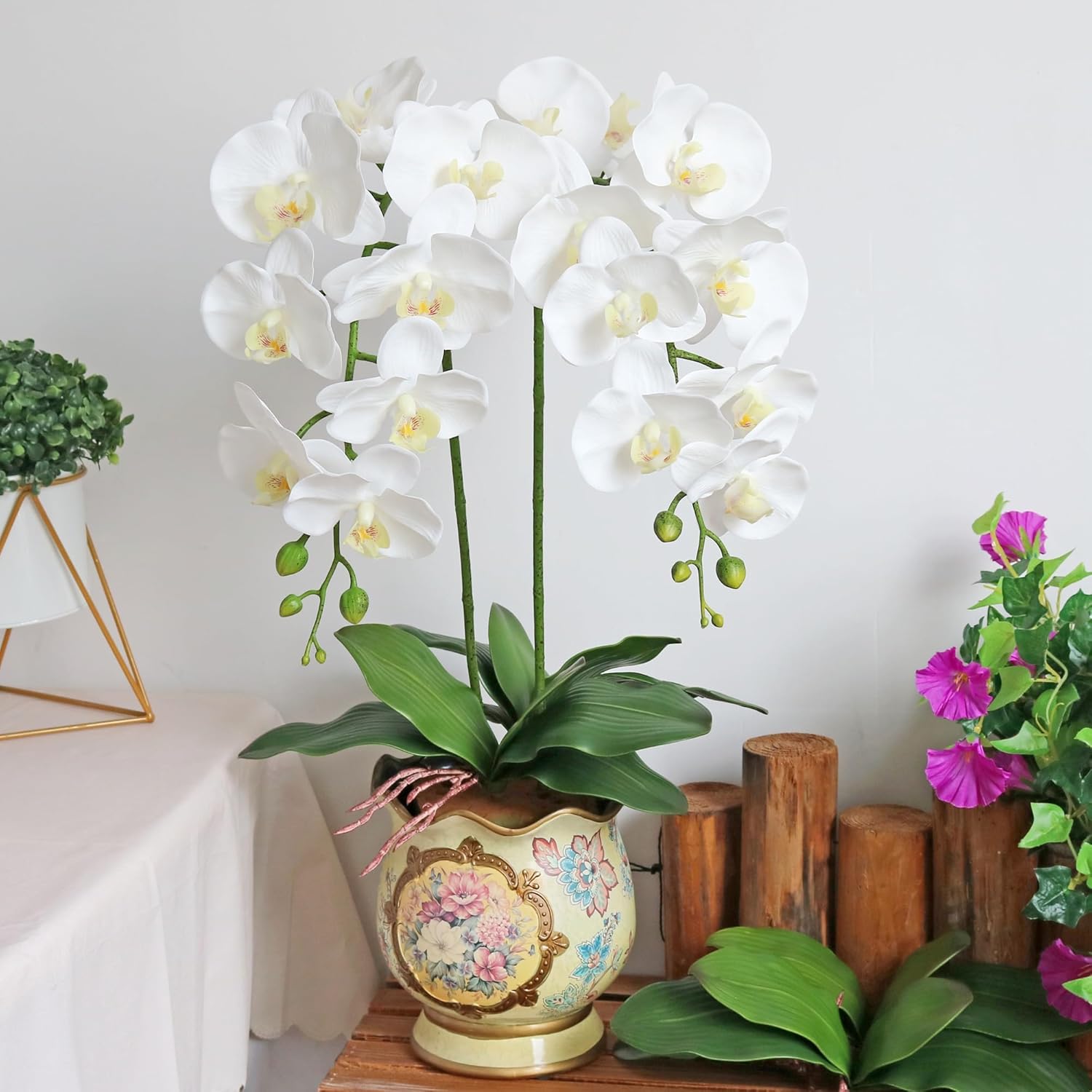 Htmeing 38 Inch Artificial Orchid Branches Real Touch Pack of 2