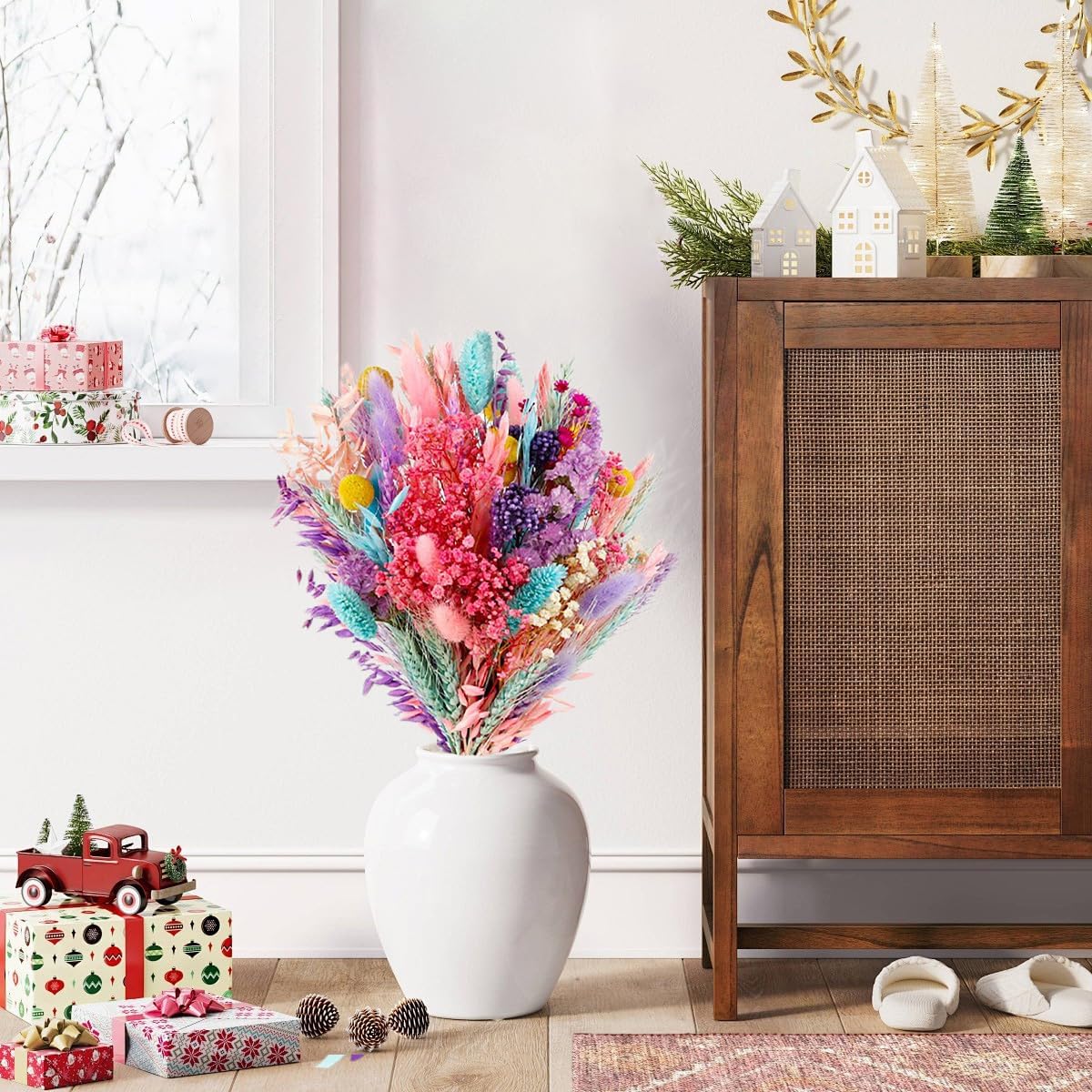 Wnvivi Pampas Grass Flower Bouquet 17 Inch Boho Centerpiece