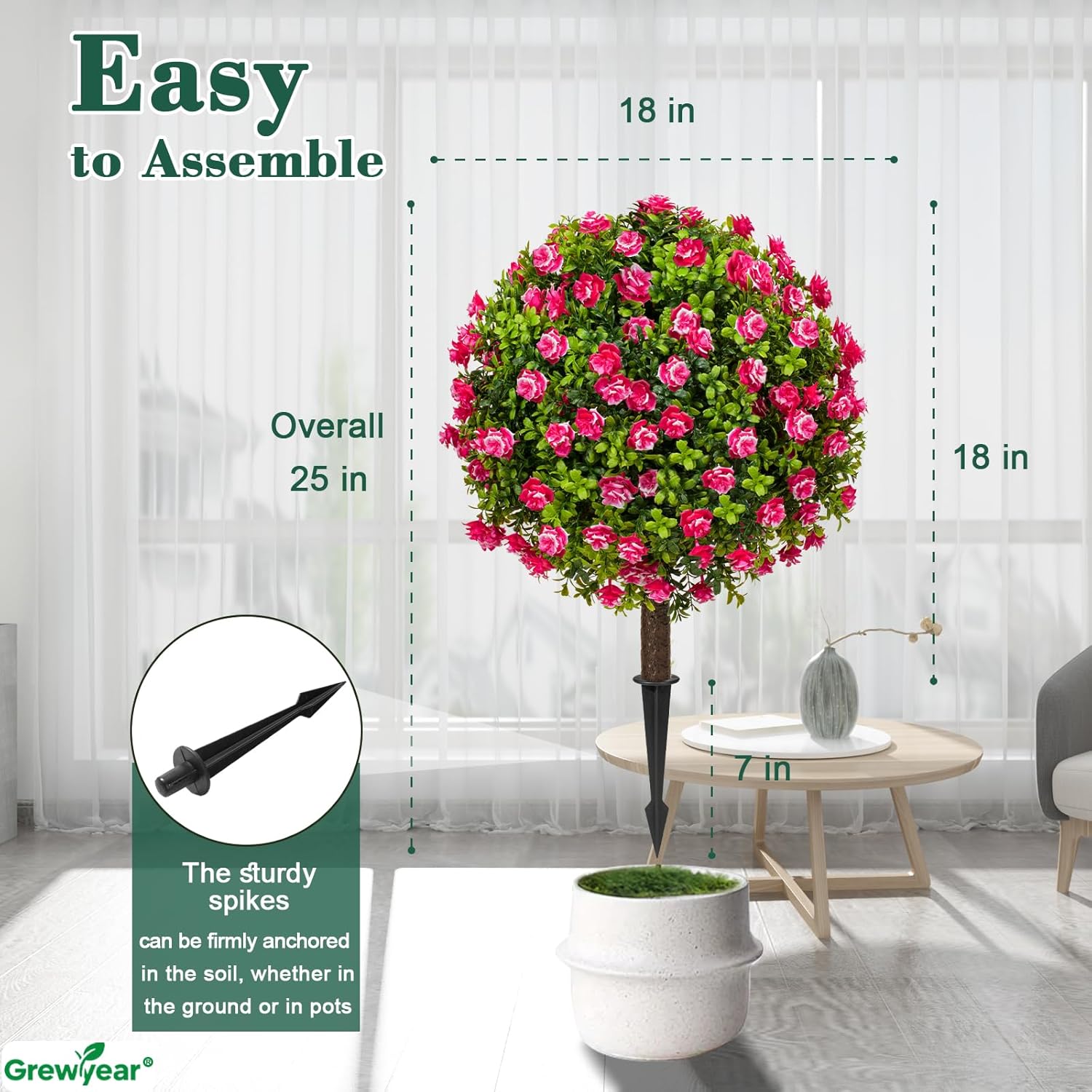 Artificial Topiary Ball with Ground Spike Set of 2 1