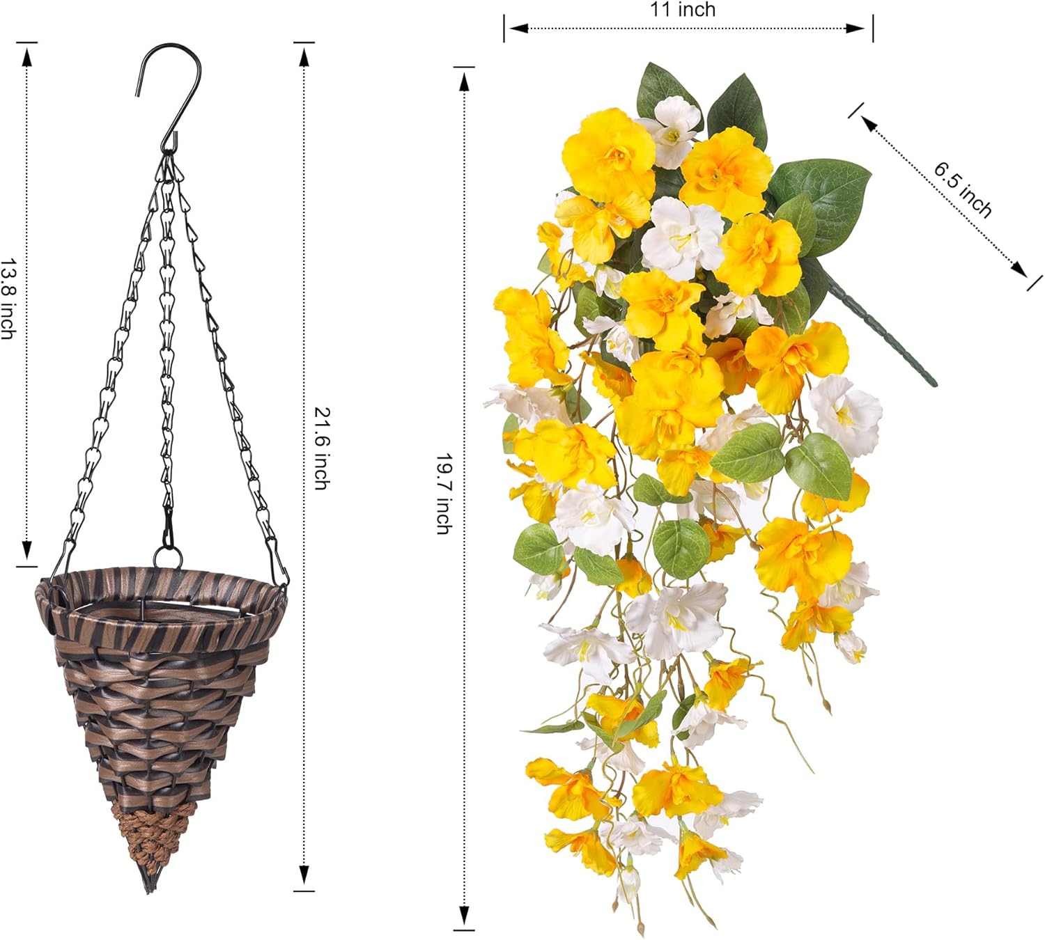 HyeFlora Artificial Hanging Hibiscus Flower Basket