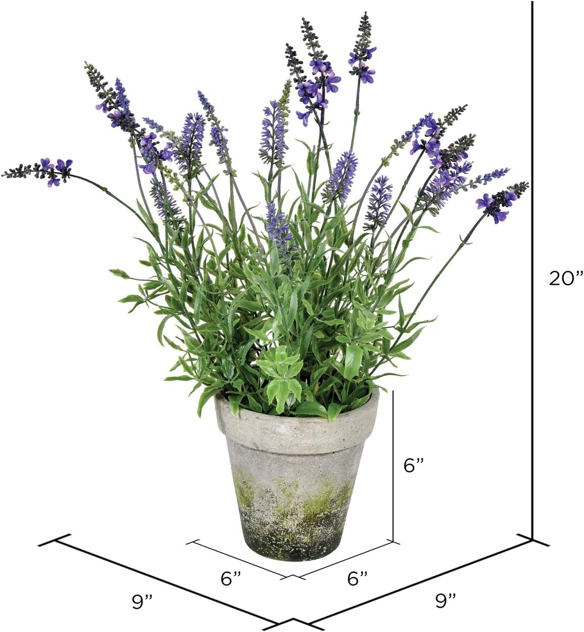 Vickerman 20 Inch Artificial Lavender Cement Pot Decor