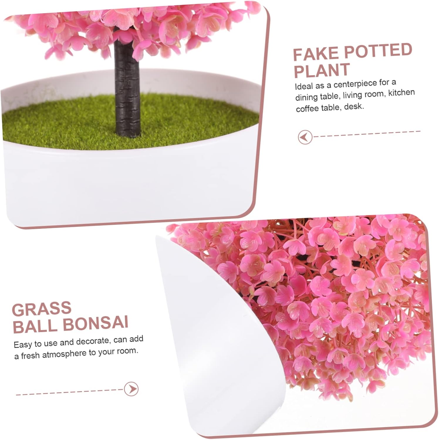 2Pcs Artificial Topiary Ball Plant Decor for Home Office