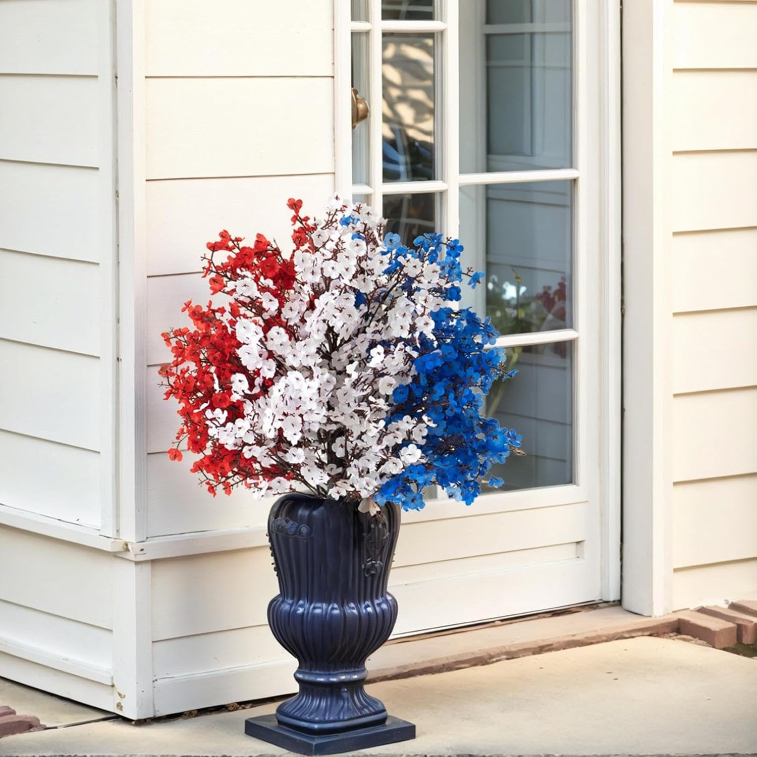 4th of July Artificial Boxwood Topiary with Ground Spikes
