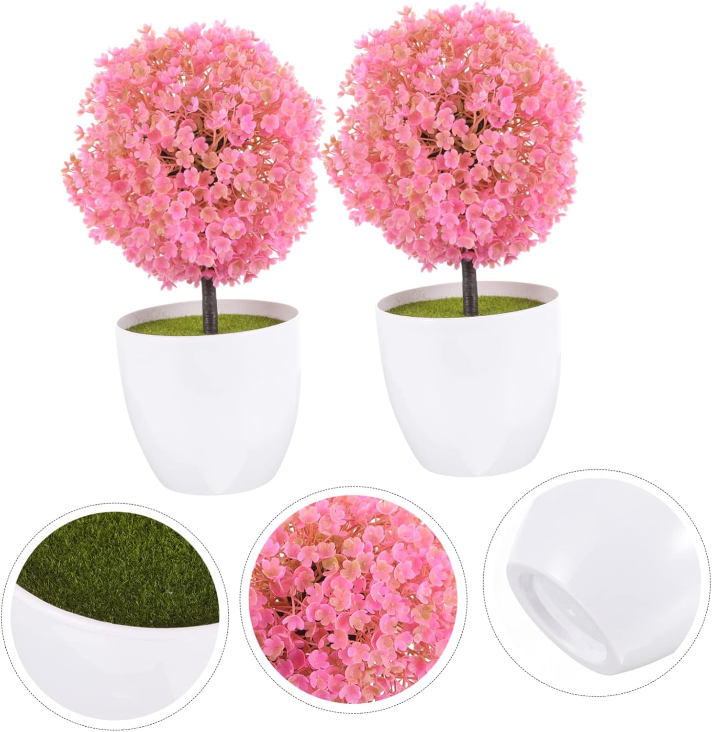 VICASKY 2Pcs Faux Topiary Ball Trees Artificial Potted Plant Decor