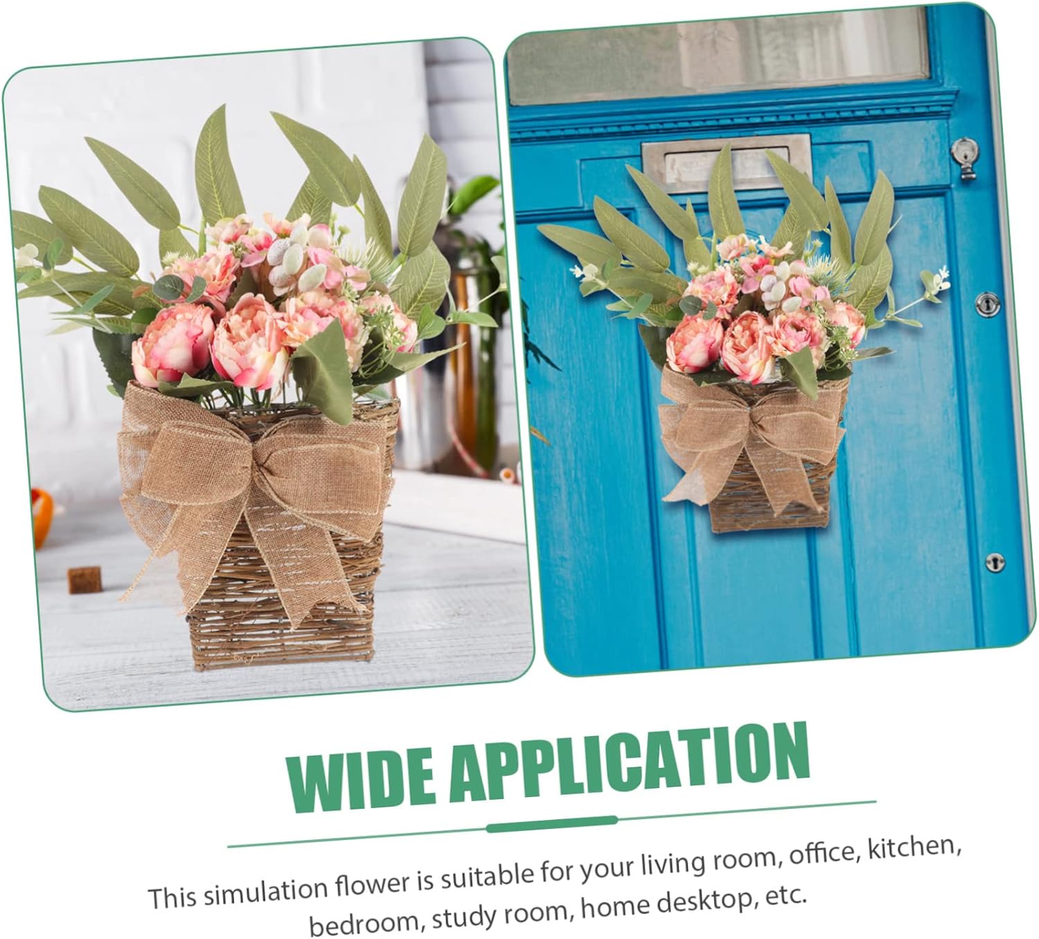 Artificial Flower Basket with Summer Wreath and Basket Decor