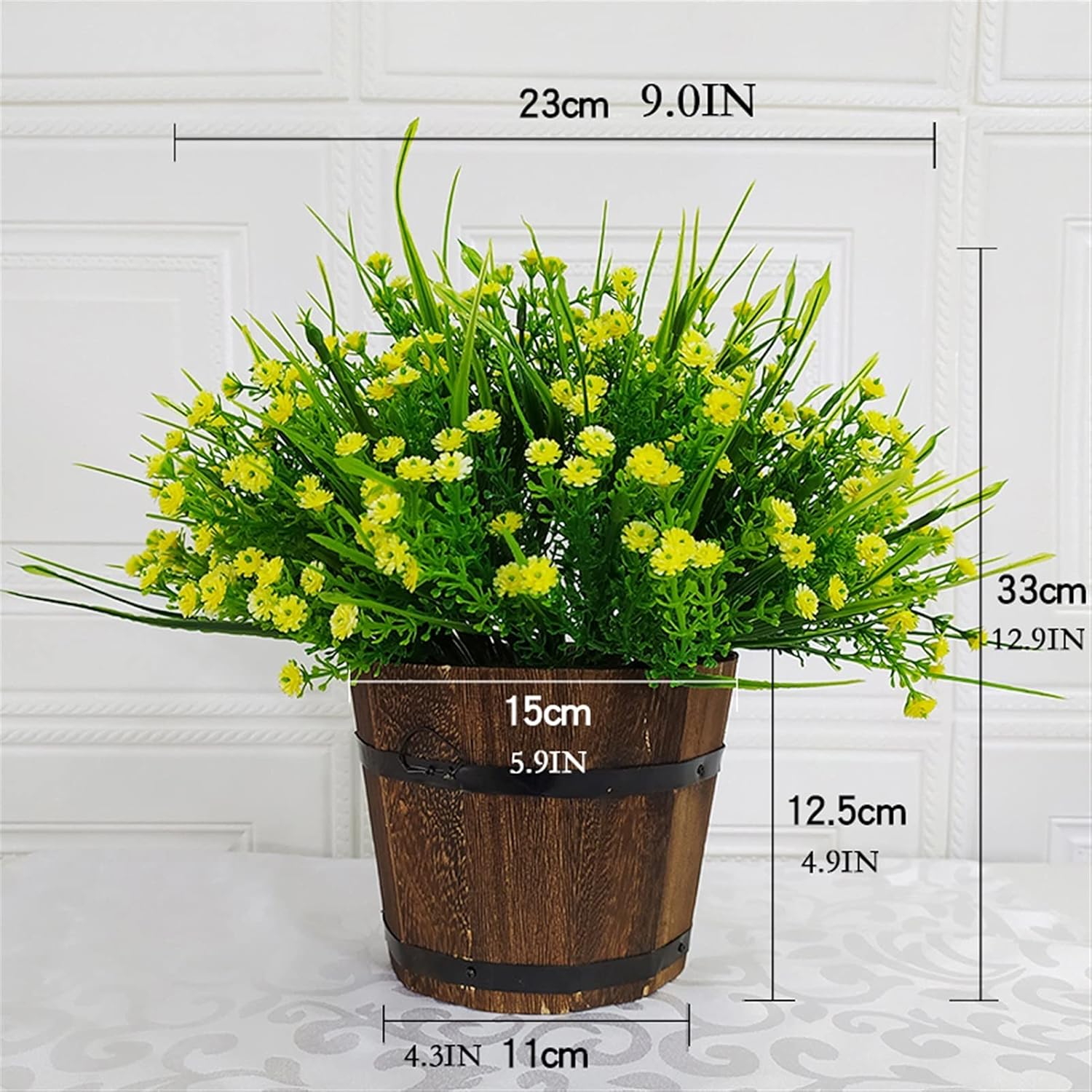 Gypsophila Artificial Flower Set Grey Plastic Potted Plant Home Decor