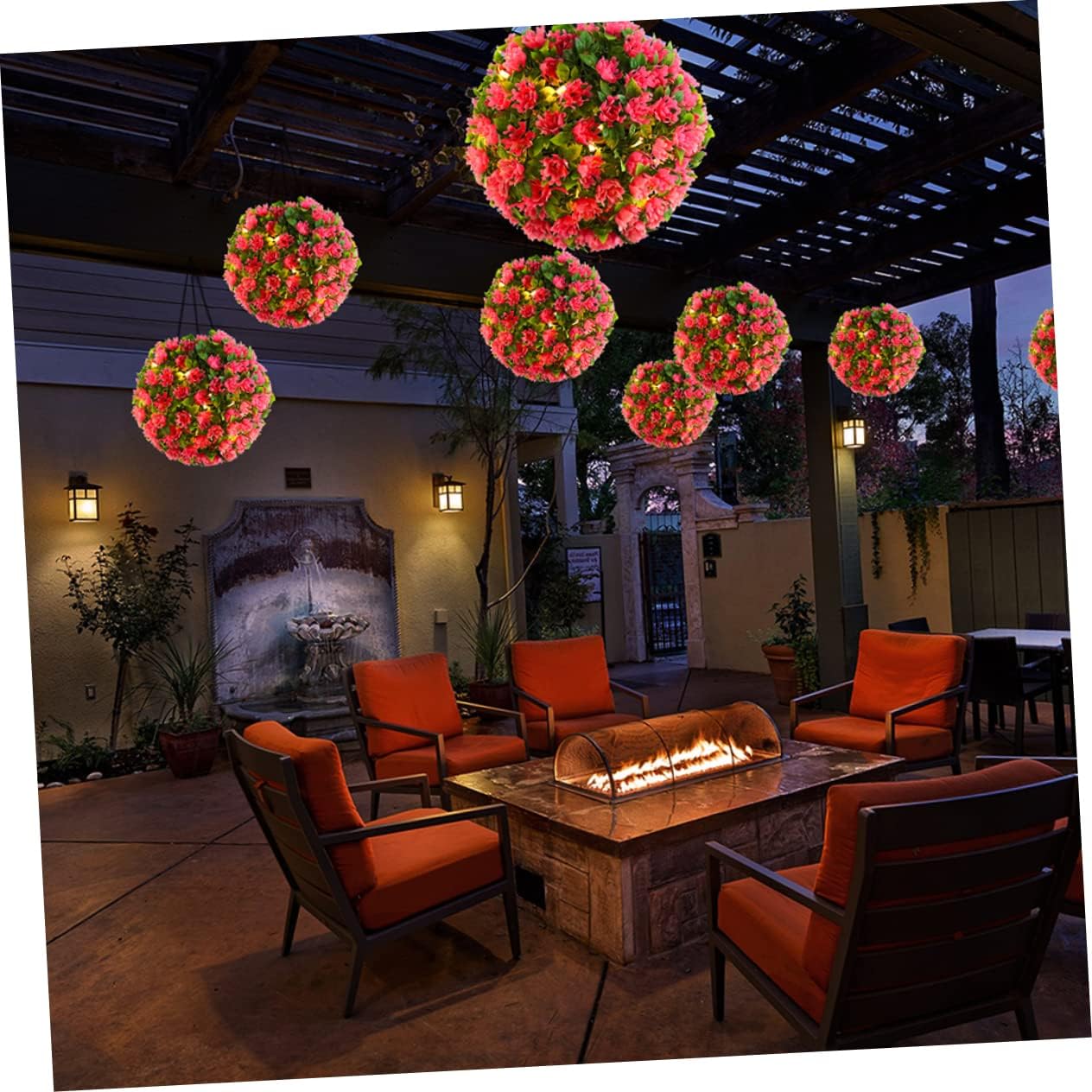 Solar Lighted Topiary Flower Ball for Outdoor Decor