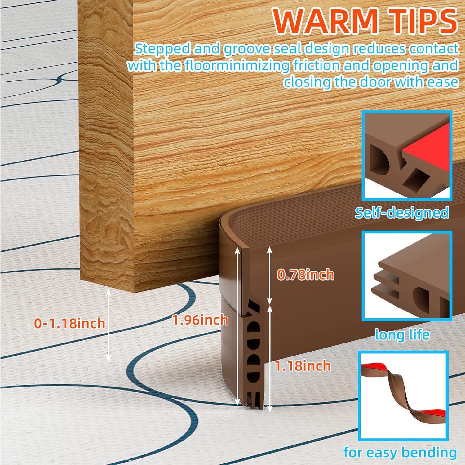 Cyzarize Door Draft Stopper 39inch Brown